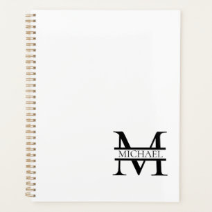 Personalised Elegant Monogram and Name White Planner