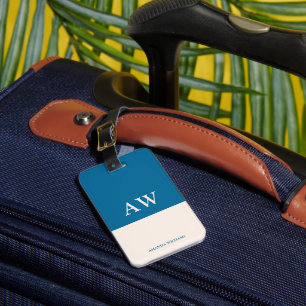 Personalised elegant monogram Ocean Luggage Tag