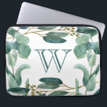 Personalised Elegant Monogrammed Eucalyptus  Laptop Sleeve<br><div class="desc">Personalised Elegant Monogrammed Eucalyptus laptop sleeve. Perfect for an easy way to give a stylish elegant botanical look to your electronics.</div>