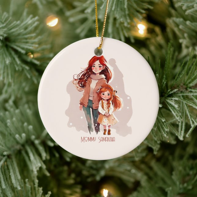 Personalised Elegant Mother and Daughter Ceramic Ornament (Tree)