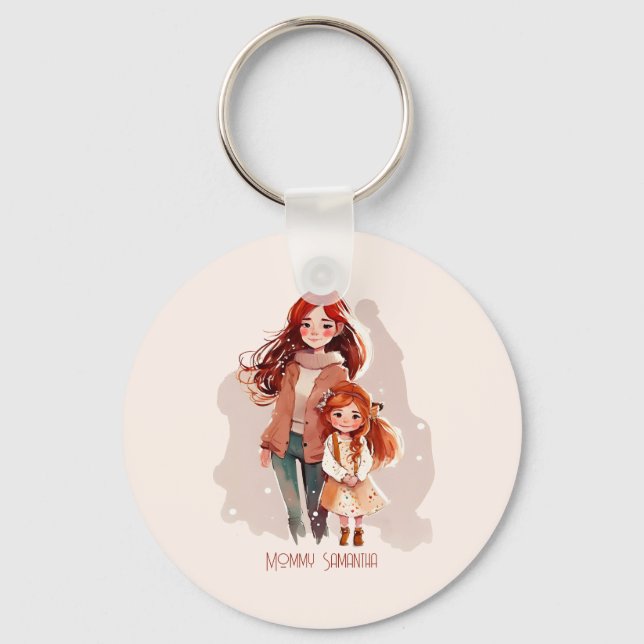 Personalised Elegant Mother and Daughter Key Ring (Front)