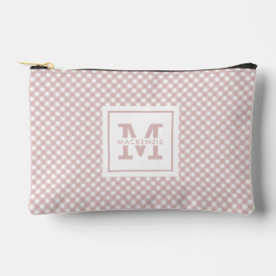 Personalised Elegant Muted Pink Plaid Pattern Accessory Pouch