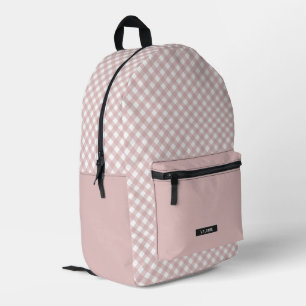 Personalised Elegant Muted Pink Plaid Pattern Printed Backpack