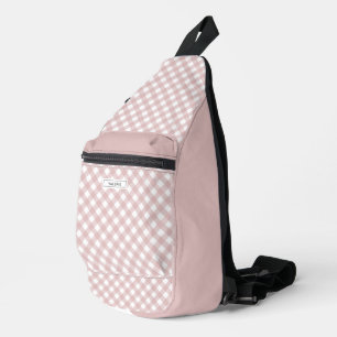 Personalised Elegant Muted Pink Plaid Pattern Sling Bag