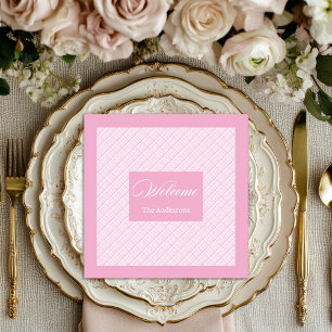 Personalised Elegant Napkins Light Pink Tartan