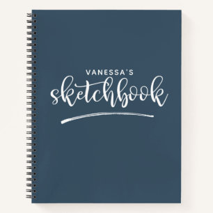 Personalised Elegant Navy Blue Sketchbook Notebook