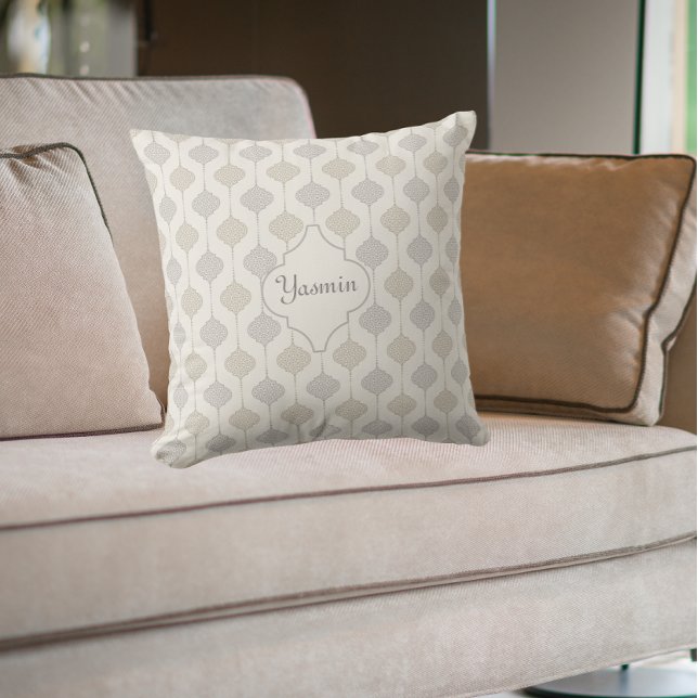 Personalised Elegant Neutral Arabesque  Cushion (Creator Uploaded)