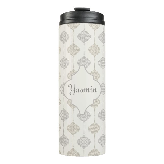 Personalised Elegant Neutral Arabesque  Thermal Tumbler (Front)