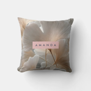 Personalised Elegant Neutral Ginkgo Leaves Cushion