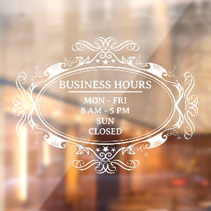 Personalised Elegant Oval Frame Business Open Hour