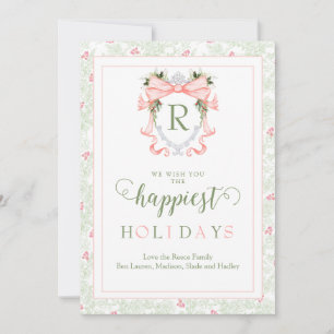 Personalised elegant Pastel Monogram Holiday Card