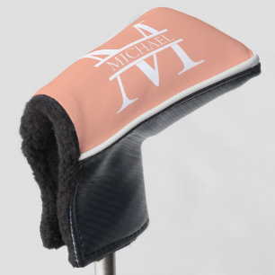 Personalised Elegant Peach Monogram and Name Golf Head Cover