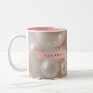 Personalised Elegant Pearl Soft White Luxury Two-Tone Coffee Mug