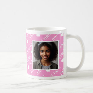Personalised Elegant Photo Newspaper Style Pink Coffee Mug