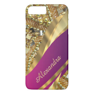 Personalised elegant pink and gold bling iPhone 8 plus/7 plus case