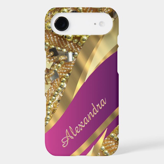 Personalised elegant pink and gold bling Case-Mate iPhone case (Back)