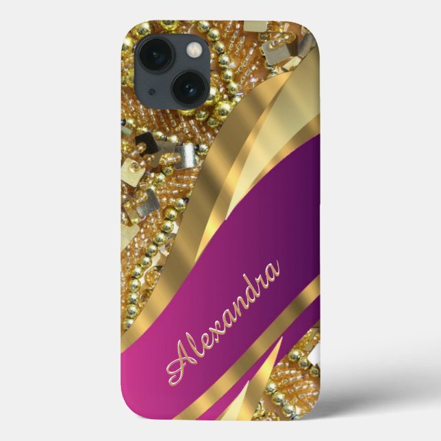 Personalised elegant pink and gold bling Case-Mate iPhone case (Back)