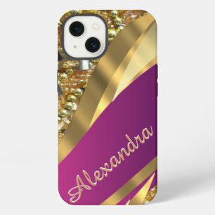 Personalised elegant pink and gold bling iPhone case