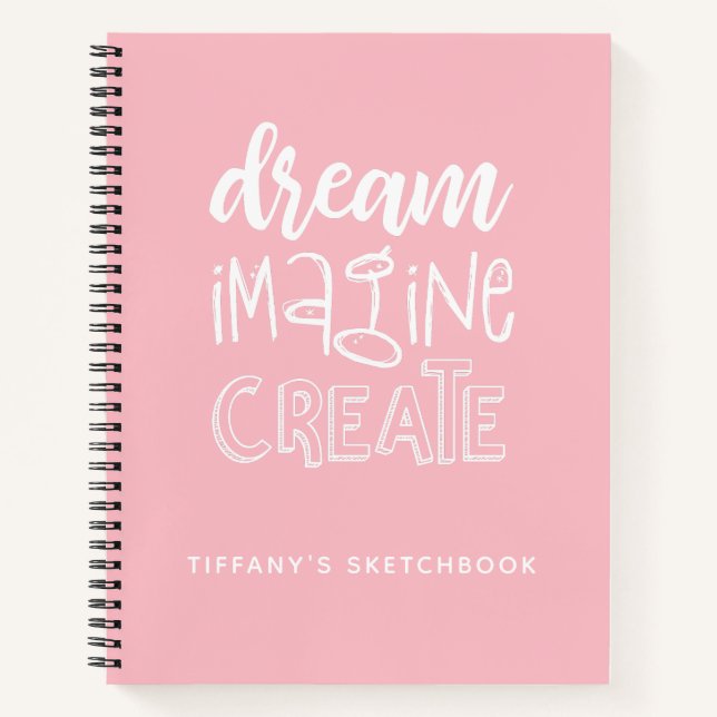 Personalised Elegant Pink Artist Sketchbook Notebook (Front)