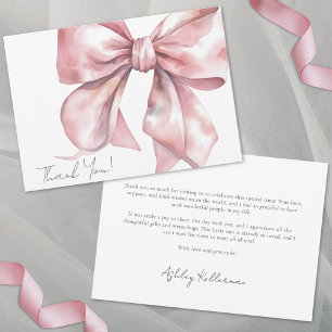 Personalised Elegant Pink Bow Thank You Card