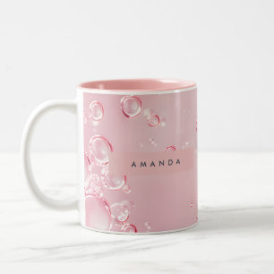 Personalised Elegant Pink Bubble Aesthetic Two-Tone Coffee Mug