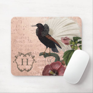 Personalised Elegant Pink Floral Monogram Mouse Pad