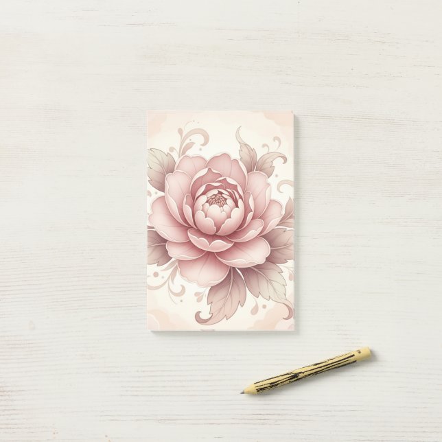 Personalised Elegant Pink Floral Post-it® Notes (On Desk)