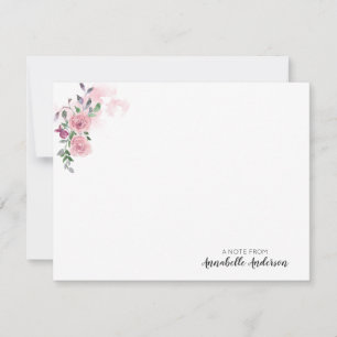 Personalised Elegant Pink Floral Rose Watercolor Card