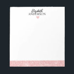 Personalised Elegant Pink Glitter Notepad<br><div class="desc">This personalised girly pink glitter notepad has your name in black text with a pink glitter heart and border. Customise the notepad with the name of your choice to make someone feel extra special. Makes a fun gift for birthdays or for Christmas, and perfect for back to school. Designed for...</div>