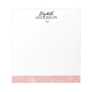 Personalised Elegant Pink Glitter Notepad