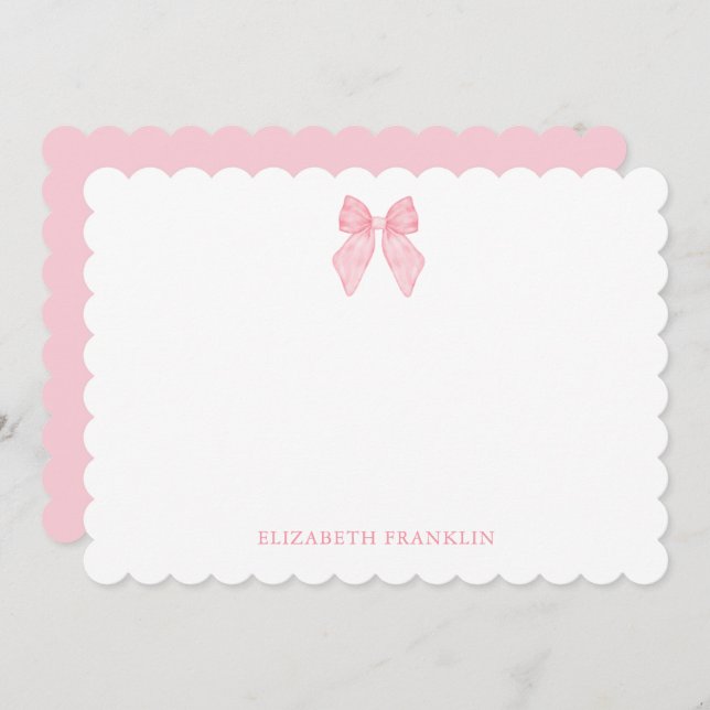 Personalised Elegant Pink Watercolor Bow Card (Front/Back)