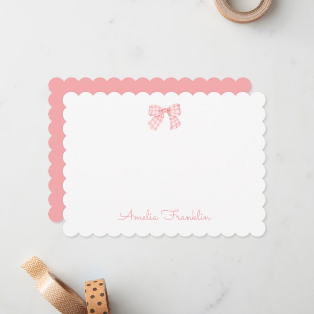 Personalised Elegant Pink Watercolor Bow  Card (Front/Back In Situ)