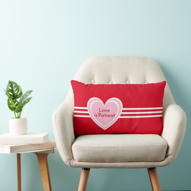 Personalised Elegant Pink White Heart Red Love Lumbar Cushion (Chair)