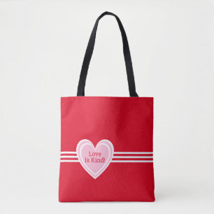 Personalised Elegant Pink White Love Heart Red Tote Bag