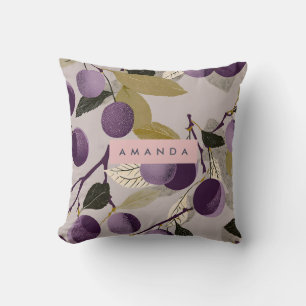 Personalised Elegant Plum Botanical Floral Design Cushion