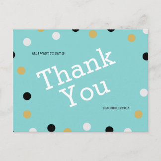 Personalised Elegant Polka dots Thank You Postcard