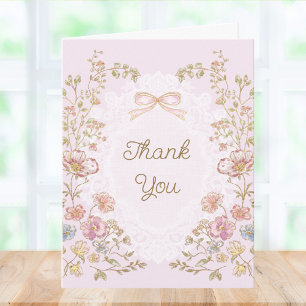 Personalised Elegant Pretty Vintage Flowers Floral Thank You Card
