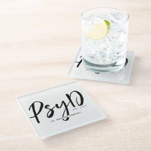 Personalised Elegant PsyD Doctor of Psychology Glass Coaster