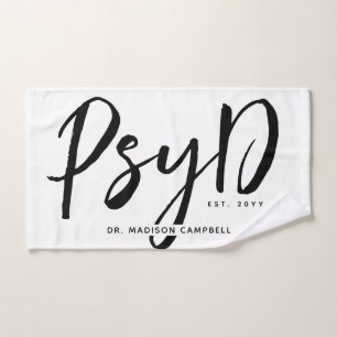 Personalised Elegant PsyD Doctor of Psychology Hand Towel