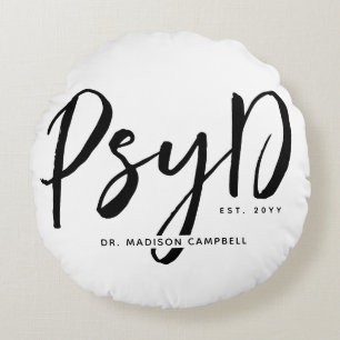 Personalised Elegant PsyD Doctor of Psychology Round Cushion