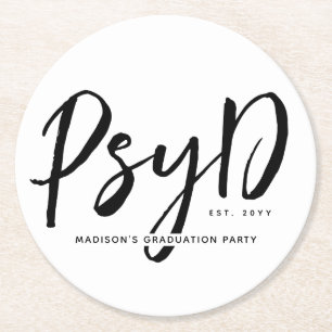 Personalised Elegant PsyD Doctor of Psychology Round Paper Coaster