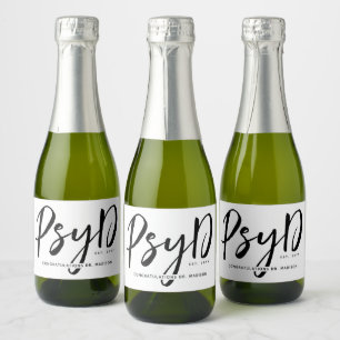 Personalised Elegant PsyD Doctor of Psychology Sparkling Wine Label