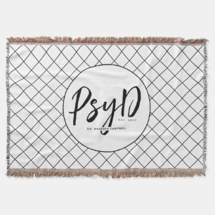 Personalised Elegant PsyD Doctor of Psychology Throw Blanket