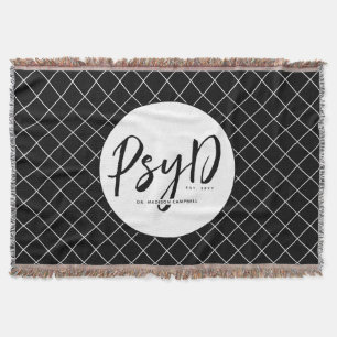 Personalised Elegant PsyD Doctor of Psychology Throw Blanket
