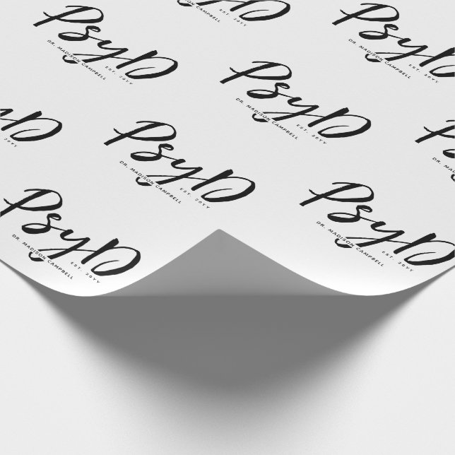Personalised Elegant PsyD Doctor of Psychology Wrapping Paper (Corner)