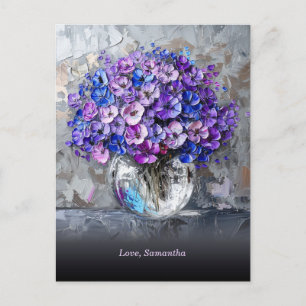 Personalised Elegant Purple and Blue Flowers Postcard