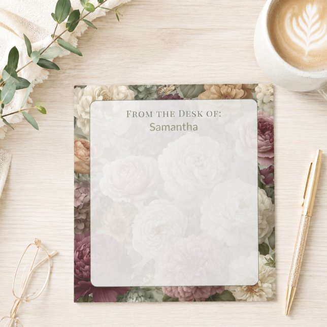 Personalised Elegant Purple Floral Custom Name Notepad (Creator Uploaded)