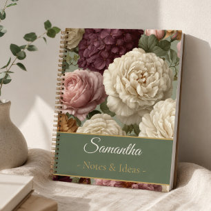 Personalised Elegant Purple Floral Name Notebook