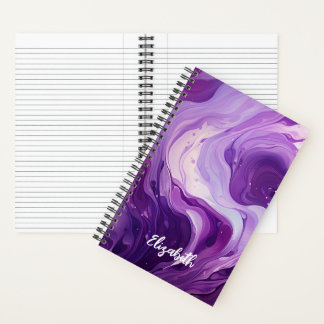 Personalised Elegant Purple Ink Swirl Spiral Notebook