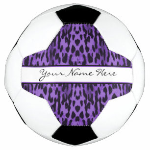 Personalised Elegant Purple Leopard Print Soccer Ball